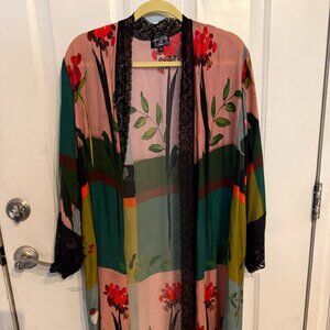 Multi Color Silk Long Overshirt